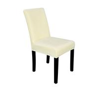 Neel Blue Velvet Dining Chair Covers, Stretchable Spandex High-Back Dining Slipcovers in Ivory Neel Blue Ivory