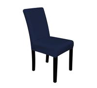 Neel Blue Velvet Dining Chair Covers, Stretchable Spandex High-Back Dining Slipcovers in Navy Neel Blue Navy