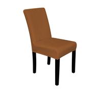 Neel Blue Velvet Dining Chair Covers, Stretchable Spandex High-Back Dining Slipcovers in Tan Neel Blue Tan