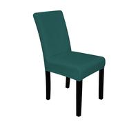 Neel Blue Velvet Dining Chair Covers, Stretchable Spandex High-Back Dining Slipcovers in Turquoise Neel Blue Turquoise
