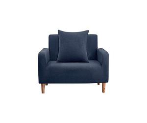 Neel Blue Velvet Stretch Armchair Covers, Spandex Stretchy Couch Slipcovers, Universal Settee Furniture Protectors Fitted Non-Slip Thick Soft Sofa Covers, Machine Washable, Navy, 1 Seater