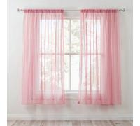 Neel Blue Voile Curtains Slot Top, 2 Curtains, Blush Pink - 56" Width X 54" Drop