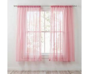 Neel Blue Voile Curtains Slot Top, 2 Curtains, Blush Pink - 56" Width X 54" Drop