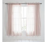 Neel Blue Voile Curtains Slot Top, 2 Curtains, Cream - 56" Width X 54" Drop