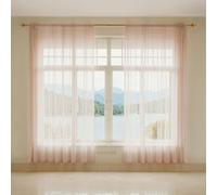 Neel Blue Voile Curtains Slot Top, 2 Curtains, Cream - 56" Width X 72" Drop