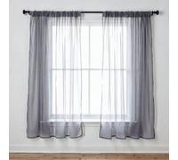Neel Blue Voile Curtains Slot Top, 2 Curtains, Grey - 56" Width X 54" Drop