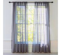Neel Blue Voile Curtains Slot Top, 2 Curtains, Grey - 56" Width X 81" Drop