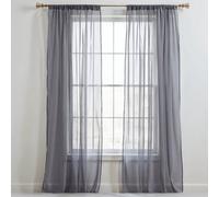 Neel Blue Voile Curtains Slot Top, 2 Curtains, Grey - 56" Width X 90" Drop