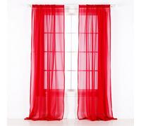 Neel Blue Voile Curtains Slot Top, 2 Curtains, Red - 56" Width X 90" Drop