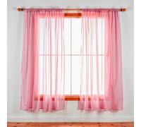 Neel Blue Voile Curtains Slot Top, 2 Curtains, Rose - 56" Width X 54" Drop