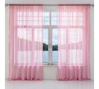 Neel Blue Voile Curtains Slot Top, 2 Curtains, Rose - 56" Width X 90" Drop