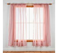 Neel Blue Voile Curtains Slot Top, 2 Curtains, Rose Gold - 56" Width X 54" Drop
