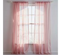 Neel Blue Voile Curtains Slot Top, 2 Curtains, Rose Gold - 56" Width X 90" Drop