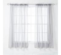 Neel Blue Voile Curtains Slot Top, 2 Curtains, Silver - 56" Width X 54" Drop