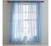 Neel Blue Voile Curtains Slot Top, 2 Curtains, Sky Blue - 56" Width X 72" Drop