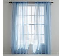 Neel Blue Voile Curtains Slot Top, 2 Curtains, Sky Blue - 56" Width X 81" Drop