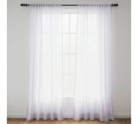 Neel Blue Voile Curtains Slot Top, 2 Curtains, White - 56" Width X 90" Drop