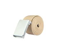 Neel Blue Webbing Canvas Belt with Silver Buckle, Webbed Strap Belt - 51 Inches in Beige Neel Blue Beige One Size