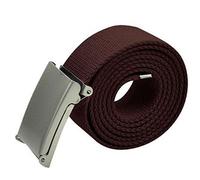 Neel Blue Webbing Canvas Belt with Silver Buckle, Webbed Strap Belt - 51 Inches in Brown Neel Blue Brown One Size
