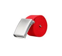 Neel Blue Webbing Canvas Belt with Silver Buckle, Webbed Strap Belt - 51 Inches in Red Neel Blue Red One Size