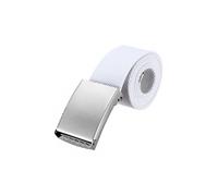 Neel Blue Webbing Canvas Belt with Silver Buckle, Webbed Strap Belt - 51 Inches in White Neel Blue White One Size