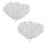 Neel Blue White Ostrich Feather Plume, 10Pcs Natural Feather Fringe, 35-40 Cm