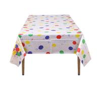 Neel Blue White Plastic Tablecloth, Multicolour Polka Dot Printed Waterproof Table Cover - 54"x108"