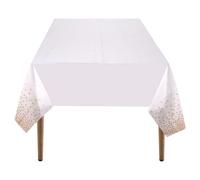 Neel Blue White Plastic Tablecloth, Rose Gold Dot Confetti Printed Waterproof Table Cover - 54"x108"