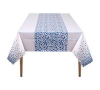 Neel Blue White Plastic Tablecloth, Sky Blue Polka Dot Printed Waterproof Table Cover - 54"x108"