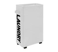 Neel Blue White Polyester Laundry Hamper Collapsible Medium Laundry Basket With Wheels - 38L