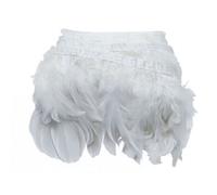 Neel Blue White Rooster Feathers Fringe For Costumes, Dress, 2 Metres