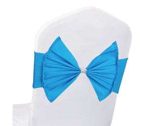 Neel Blue Wider Chair Bows Sash Band With Slider Buckle, Turquoise, 1Pc