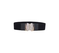 Neel Blue Women's Black Waist Belt with Diamantes Buckle, Stretchy Waistband | Size: Large Neel Blue Black L