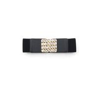 Neel Blue Women's Elastic Waist Belt with Gold Buckles, Cinch Belts in Black | Size: Small Neel Blue Black S