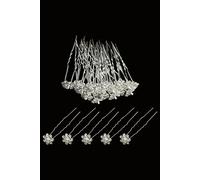 Neel Blue Women's Pack of 5 Crystal Hair Clips, Rose Flowers Hair Pins in Silver Neel Blue Silver One Size