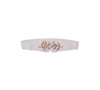 Neel Blue Women's PU Leather Elastic Waist Belt, Retro Cinch Stretch Waistband in White | Size: Medium Neel Blue White M