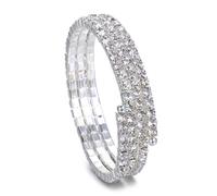 Neel Blue Women's Silver 3-Row Crystal Upper Arm Cuff Diamante Bracelet Neel Blue Silver One Size