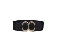 Neel Blue Women's Stretchy Waist Belt with Circular Shiny Buckle in Black | Size: Large Neel Blue Black L