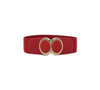 Neel Blue Women's Stretchy Waist Belt with Circular Shiny Buckle in Red | Size: Large Neel Blue Red L
