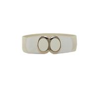 Neel Blue Women's Stretchy Waist Belt with Circular Shiny Buckle in White | Size: Small Neel Blue White S