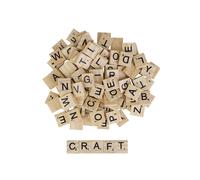 Neel Blue Wooden Alphabets & Numbers Printed Letter Tiles - Pack of 100 in Beige Neel Blue Beige