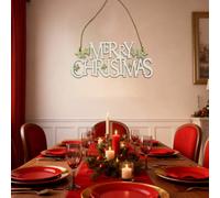 Neel Blue Wooden Christmas Table Sign, Merry Christmas Sign & Xmas Tabletop Centrepiece, Wood Table Ornament