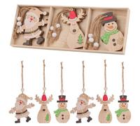 Neel Blue Wooden Christmas Tree Ornaments - Pack Of 9