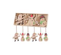 Neel Blue Wooden Christmas Tree Ornaments - Pack of 9 in Beige Neel Blue Beige