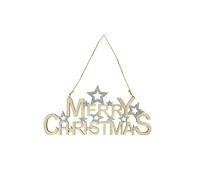 Neel Blue Wooden Merry Christmas Hanging Sign for Xmas - 30cm x 15cm in Natural | Size: 30 cm x 15 cm Neel Blue Natural 30 cm x 15 cm