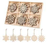 Neel Blue Wooden Snowflake Ornaments - Pack Of 24