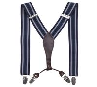 Neel Blue Y Shape Clip On Braces Suspender, Navy & Stripe