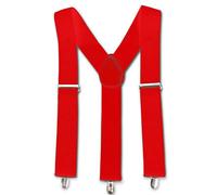 Neel Blue Y Shape Clip On Braces Suspender, Red