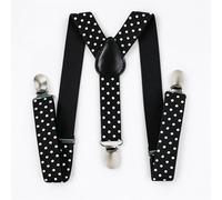 Neel Blue Y Shape Elastic Braces, Metal Clips Suspender, Black & White Dot