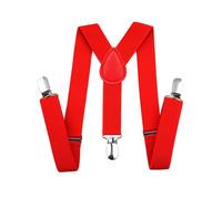 Neel Blue Y Shape Elastic Braces, Metal Clips Suspender, Red
